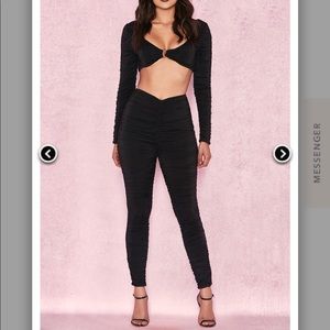 *NWT* Black Ruched Jersey Two Piece Set